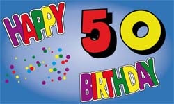 50. Geburtstag Happy Birthday Fahne / Flagge 90x150 cm