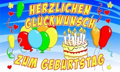 Herzlichen Glückwunsch zum Geburtstag Fahne / Flagge 90x150 cm