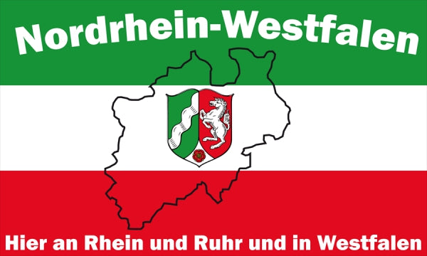 Nordrhein-Westfalen NRW Landkarte Fahne / Flagge 90x150 cm