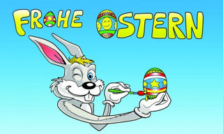 Frohe Ostern Hasenkopf Fahne / Flagge 90x150 cm