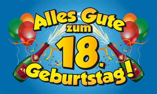Alles Gute zum 18. Geburtstag Fahne / Flagge 90x150 cm