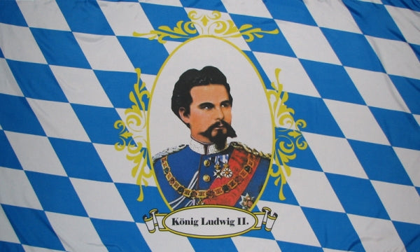 Bayern mit König Ludwig II Motiv 2 Fahne / Flagge 90x150 cm