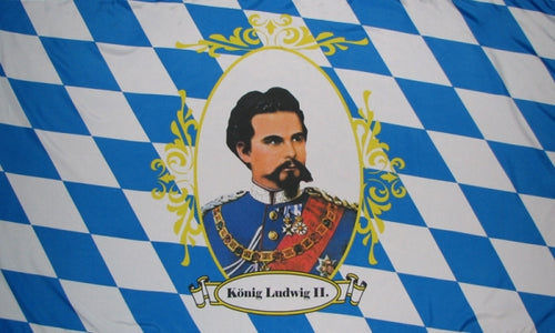 Bayern mit König Ludwig II Motiv 2 Fahne / Flagge 90x150 cm