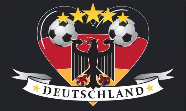 Deutschland Fan Fahne "Fussball Herz" Fahne / Flagge 90x150 cm