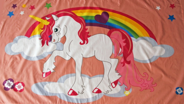 Einhorn auf Wolke mit Regenbogen Fahne / Flagge 90x150 cm