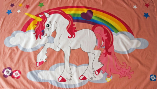 Einhorn auf Wolke mit Regenbogen Fahne / Flagge 90x150 cm