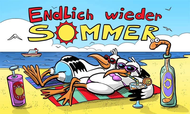 Endlich wieder Sommer von Fahne / Flagge 90x150 cm