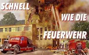 Feuerwehr "Schnell wie die Feuerwehr" Fahne / Flagge 90x150 cm
