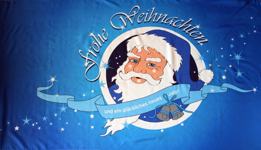 Frohe Weihnachten Nikolaus (blau) Fahne / Flagge 90x150 cm