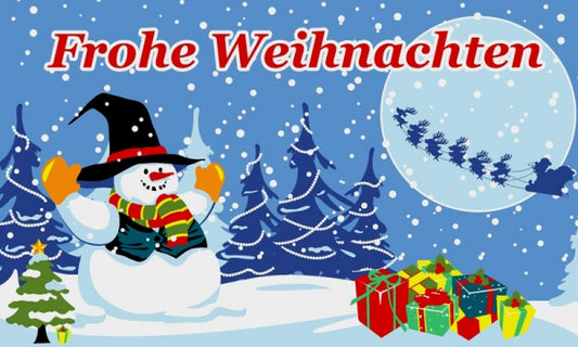 Frohe Weihnachten Schneemann Fahne / Flagge 90x150 cm