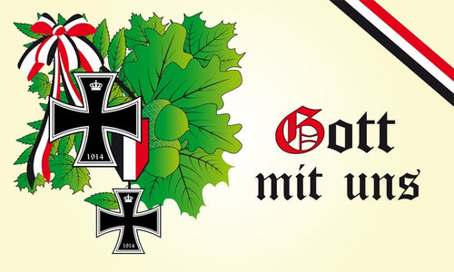 Gott mit uns (Motiv 3 Eichenlaub) Fahne / Flagge 90x150 cm