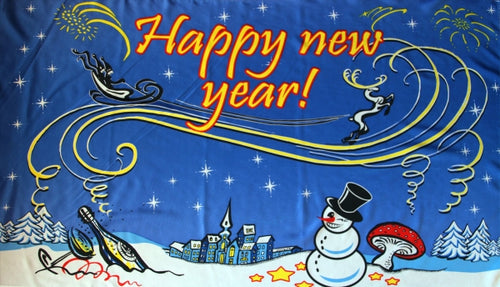 Happy New Year Motiv 2 Fahne / Flagge 90x150 cm