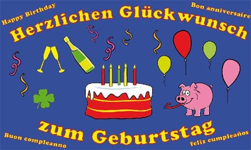 Herzlichen Glückwunsch zum Geburtstag (Motiv 2) Fahne / Flagge 90x150 cm