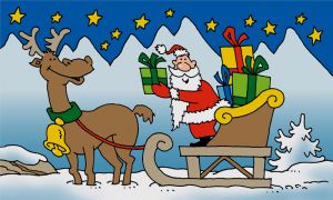 Nikolaus mit Rentier Fahne / Flagge 90x150 cm
