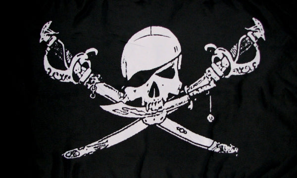 Pirat mit Säbel nach unten Fahne / Flagge 90x150 cm