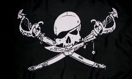 Pirat mit Säbel nach unten Fahne / Flagge 90x150 cm