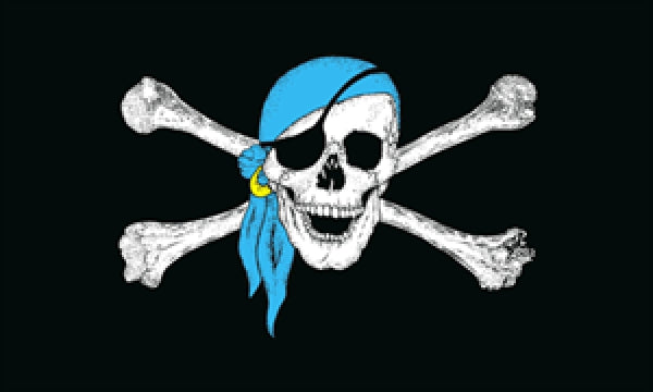 Pirat mit blauem Kopftuch Fahne / Flagge 90x150 cm