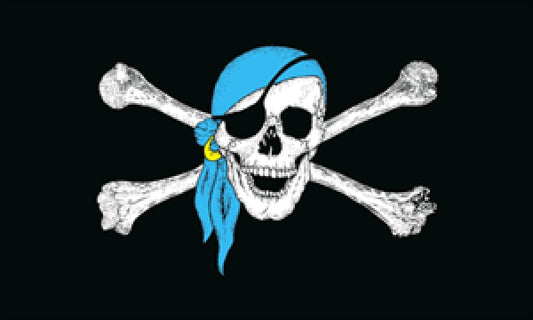 Pirat mit blauem Kopftuch Fahne / Flagge 90x150 cm
