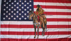 USA mit Indianer auf Pferd Fahne / Flagge 90x150 cm
