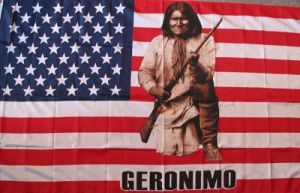 USA mit Indianer mit Gewehr Fahne / Flagge 90x150 cm