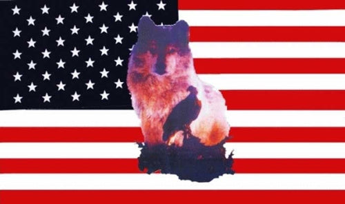 USA mit Wolf und Adler Fahne / Flagge 90x150 cm